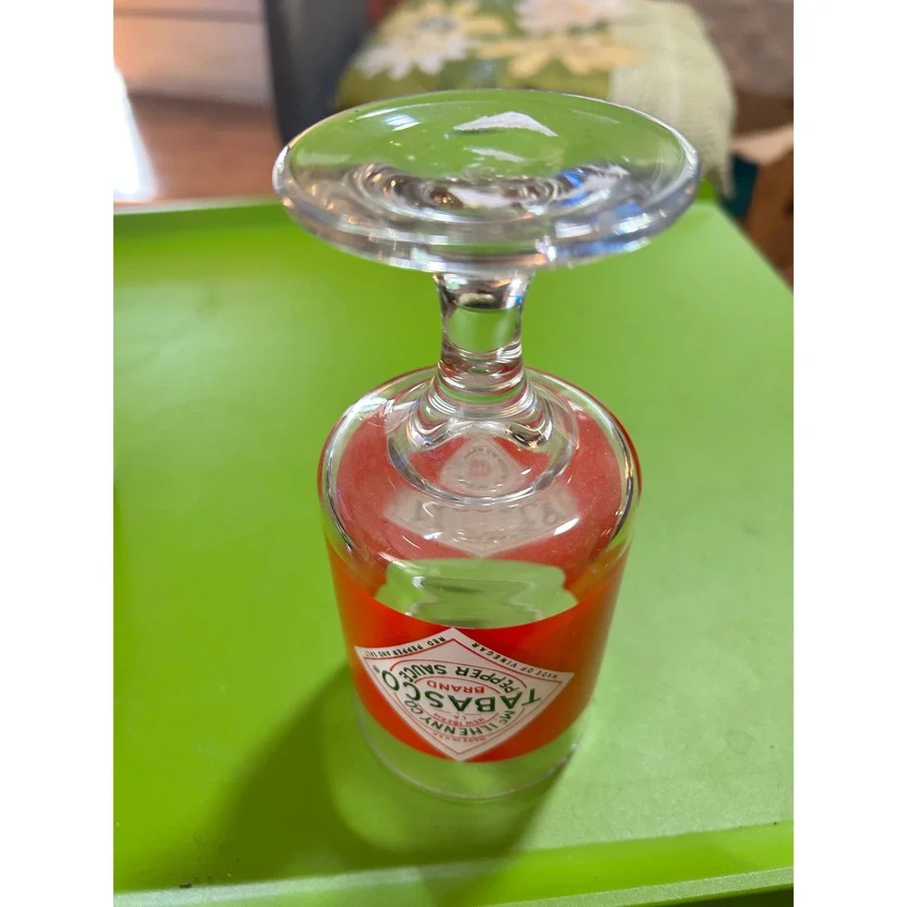 Vintage Tabasco Brand Pepper Sauce Footed Glass Bloody Mary Goblet McIlhenny Co